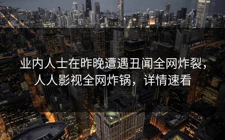 业内人士在昨晚遭遇丑闻全网炸裂，人人影视全网炸锅，详情速看